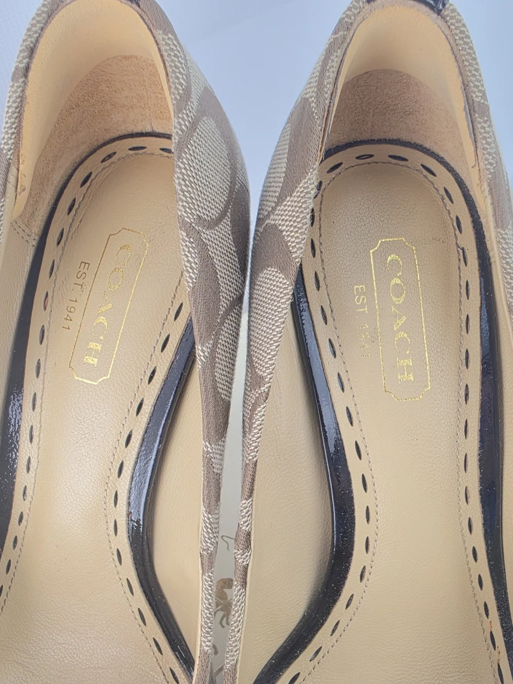 Coach Signature Canvas Brown Pump Heels W Box Sz6